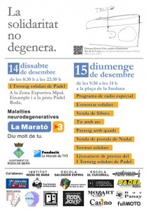 Cartell d'actes per La Marató de TV3 a Roda de Berà