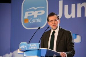 Mariano Rajoy durant el discurs que ha fet a la convenció del PP a Barcelona. Foto ACN
