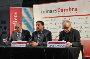 · D'esquerra a dreta, Isaac Sanromà, Oriol Junqueras i Marià Arbonès. Foto: Enrique Canovaca.