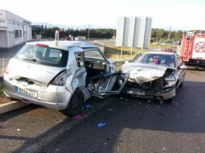 Imatge dels dos cotxes sinistrats. Foto ACN