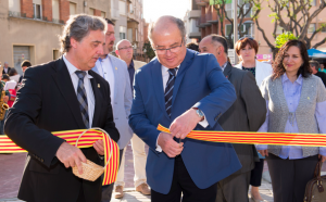 L'alcalde, Josep Maria Franquès, en la inauguració de la Fira amb Joan Bosch, del Restaurant Can Bosch de Cambrils