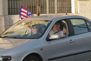 Un vehicle celebrant el triomf de l'Atlètic