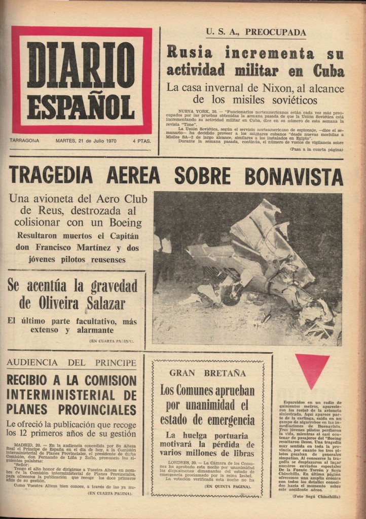 Exemple del recull de premsa, "Diario Español" 21.07.1970