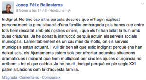 Facebook de l'alcalde Ballesteros