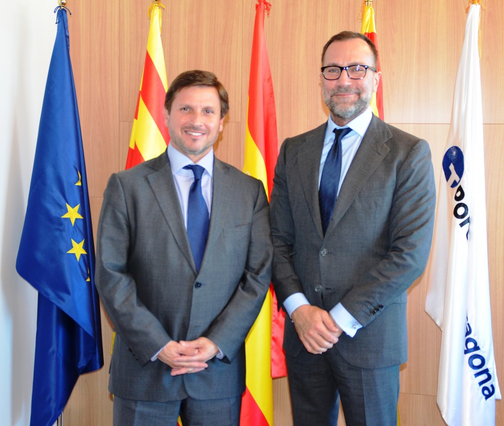 El president del Port, Josep Andreu, amb l'ambaixador nord-americà, James Costos