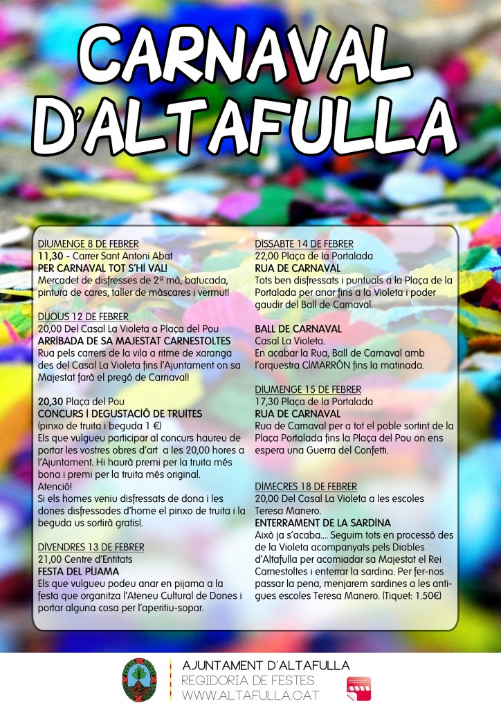Programa del Carnaval a Altafulla