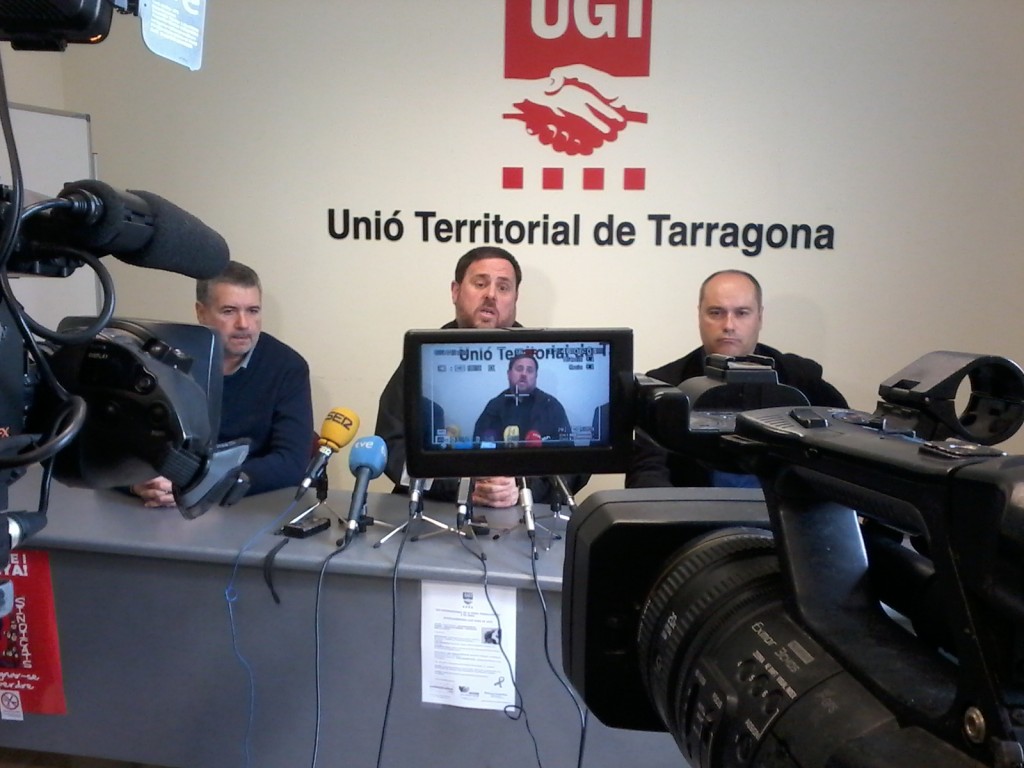 Oriol Junqueres a la seu d'UGT a Tarragona.  Foto:Tarragona21. 