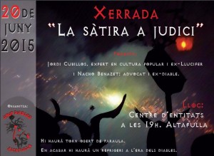 Cartell de la xerrada 'La sàtira a judici'