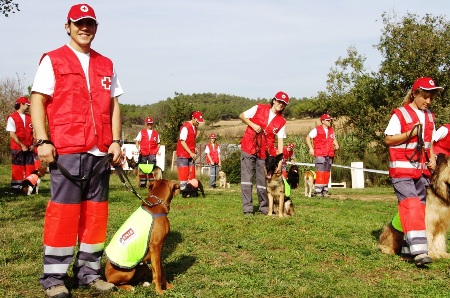 La unitat canina de la Creu Roja que es presentarà a Roda de Berà. Foto: Cedida