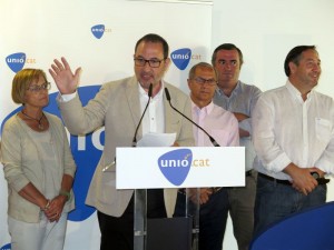  Imatge de la roda de premsa posterior a la reunió del comitè electoral amb Ramon Espadaler,  Josep M. Pelegrí,  Anna Solé, xavier Dilmé, i el níum. 2 de la candidatura per Barcelona, Martín Rodríguez Sol.  Foto: Cedida