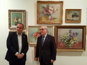 Josep Poblet i Joan Olivella, davant l'exposició de les seves obres