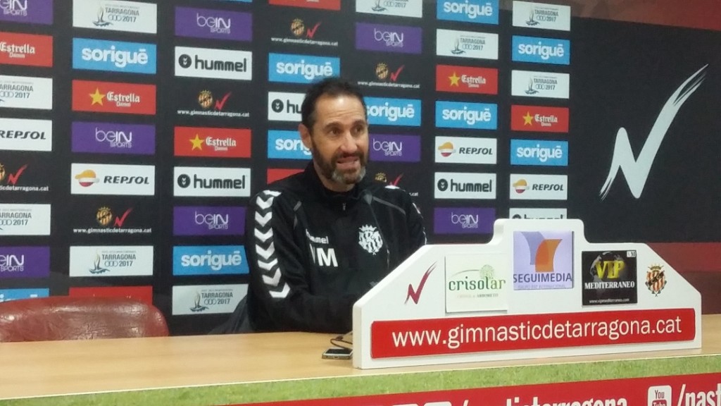 Vicente Moreno a la roda de premsa prèvia al partit a Osca. Foto:Tarragona21