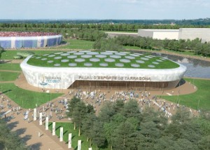 Imatge virtual del Palau d'Esports de Tarragona, que es farà a la zona de Campclar, a l'Anella Mediterrània. Jocs del Mediterrani 2017 Foto: cedida