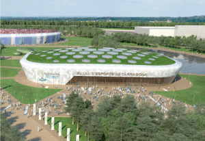 Imatge virtual de l'exterior del futur Palau d'Esports