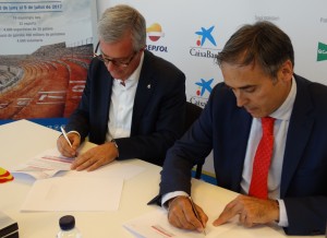 Signatura del conveni de col·laboració entre la multinacional japonesa i la Fundació Tarragona 2017. Foto: Cedida