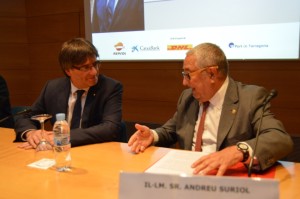 Puigdemont, amb el president de la Cambra de Comerç de Tarragona. Foto: Tarragona21