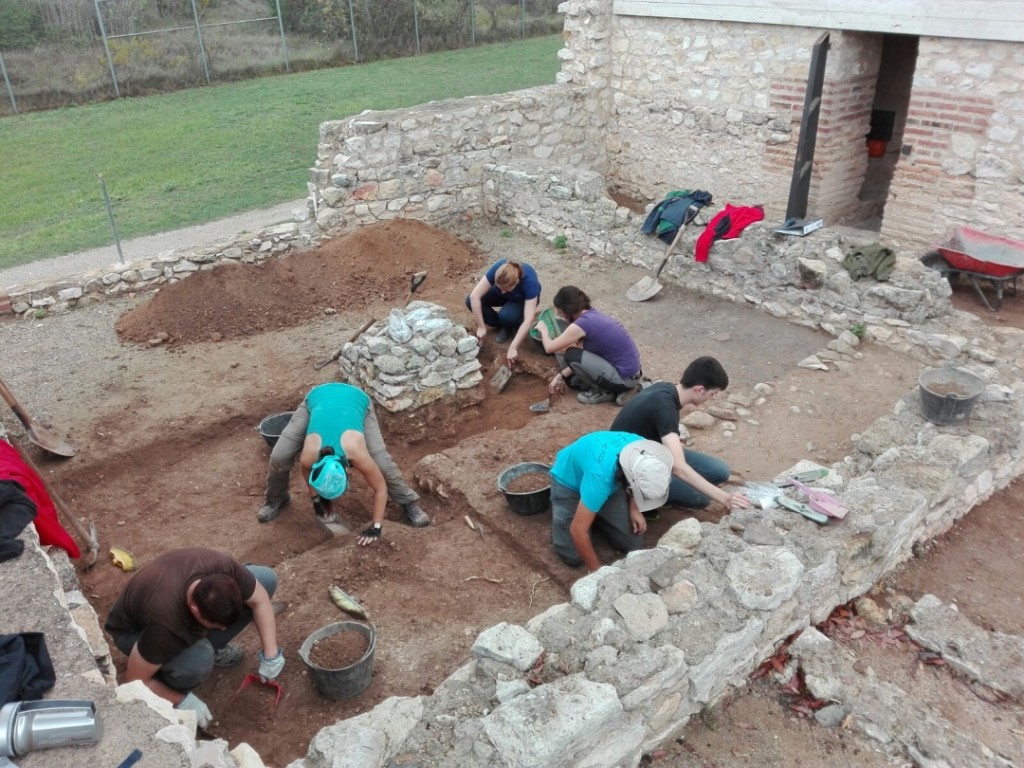 Els estudiants col·laborant amb les excavacions a Centcelles. Foto: Cedida