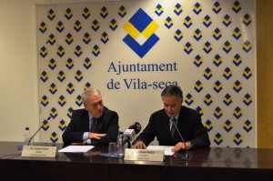 Josep Poblet, alcalde de Vila-seca, i el president de la Fundació Gresol, Julián Mollá