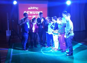 Els jugadors del Nàstic Genuine amb el president Andreu. Foto: Nàstic