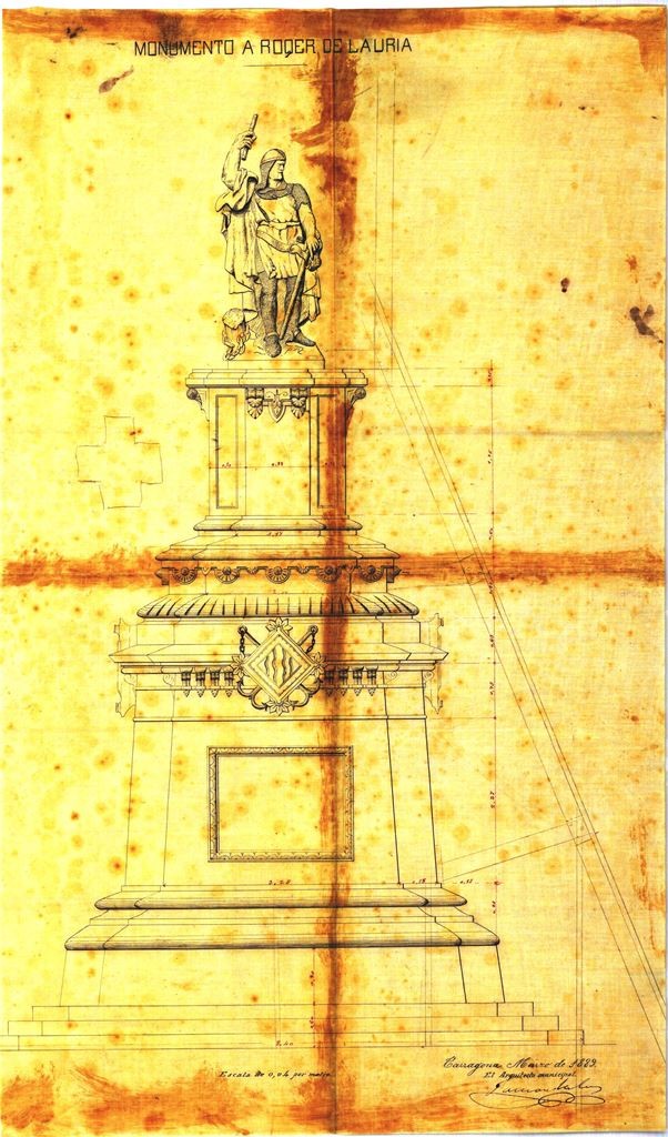 Plànol del monument a Roger de Llúria, del 1889.