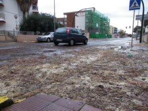 Algunes carreteres del litoral tenen restes del temporal. Foto: Romà Rofes / Tarragona21.cat