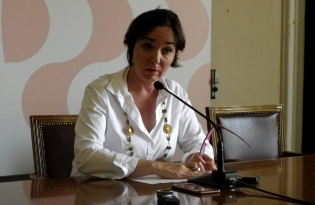 La presidenta de l'EMT, Begoña Floria, en la roda de premsa d'avui. Foto: Tarragona21.cat