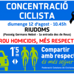 Aquest diumenge, concentració ciclista a Riudoms per dir «prou als homicidis»