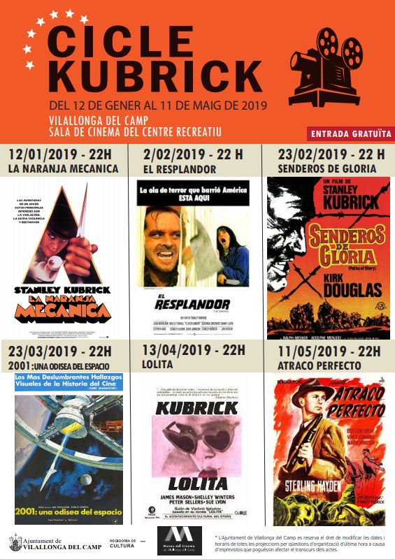 El cartell de la programació del cinema amb les obres de Kubrick