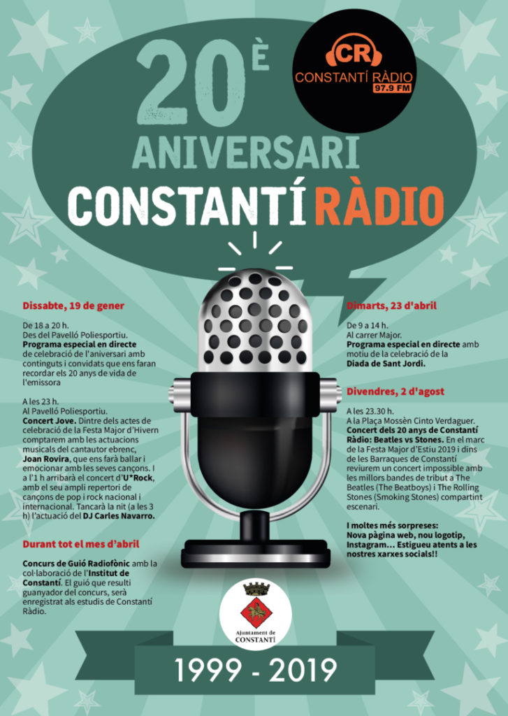 Cartell de l'anniversari dels 20 anys de ràdio Constantí