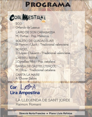 Dissabte de concert a Crist Rei amb el Cor Mestral de Reus i La Lira Ampostina