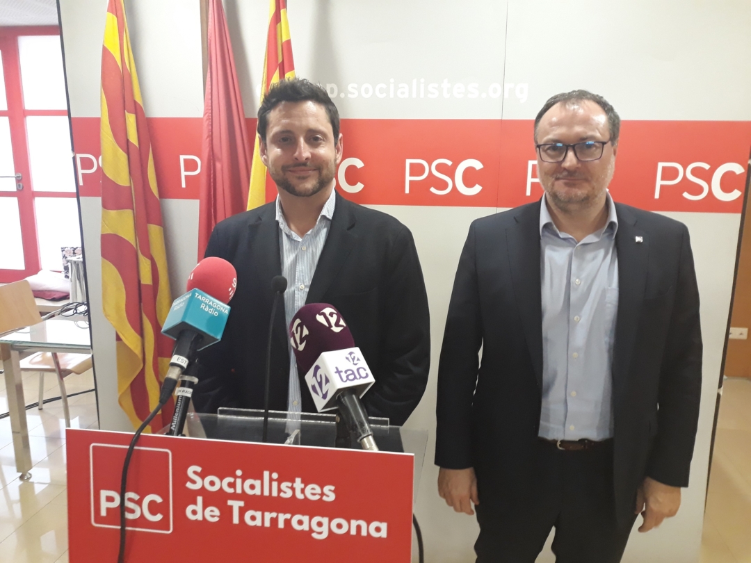 Imatge de la roda de premsa que es va fer a la seu del PSC de Tarragona. Cedida.