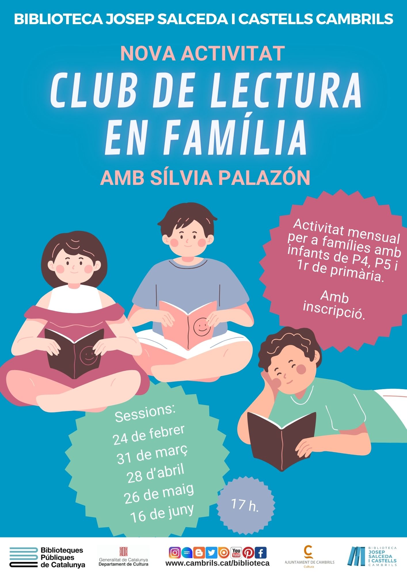 Cartell promocional del Club de Lectura en Família. Foto: Cedida