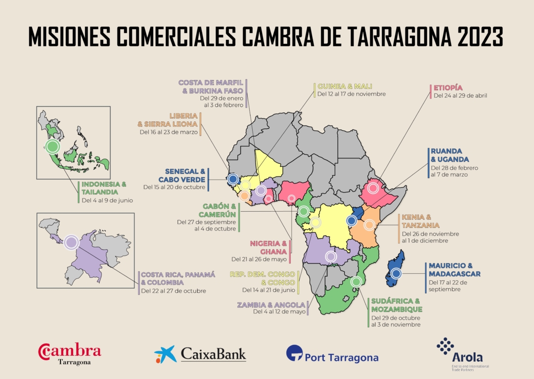 Mapa de les missions d'enguany de la Cambra de Tarragona. Foto: Cedida