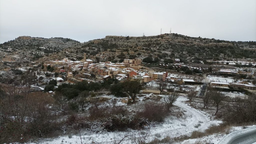 Imatge de la primera nevada a Vilanova Prades aquesta mateixa setmana. Foto: Cedida