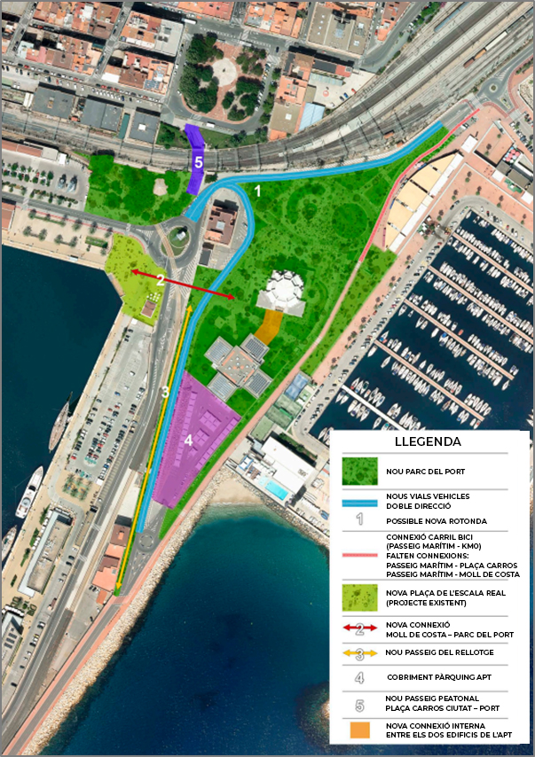 Plànol de l'entorn de les seus del Port de Tarragona a transformar urbanísticament. Foto: Port