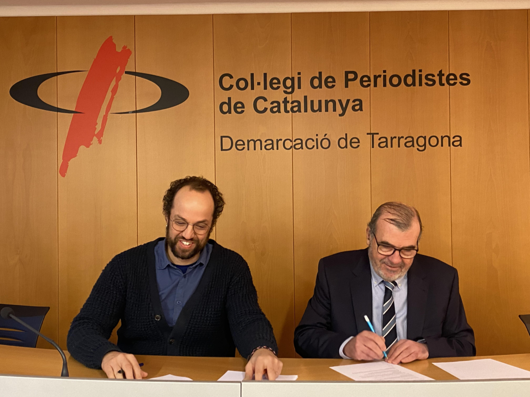 El Col·legi de de Periodistes i la Xarxa Santa Tecla han signat un conveni de col·laboració. Foto: Cedida