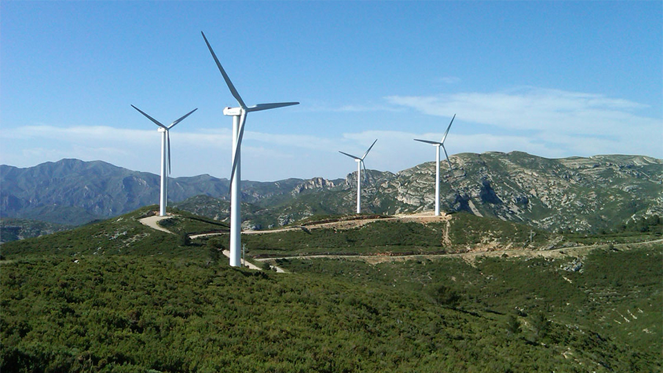 Imatge simulada del parc eòlic, que tindrà 4 aerogeneradors. Foto: Cedida