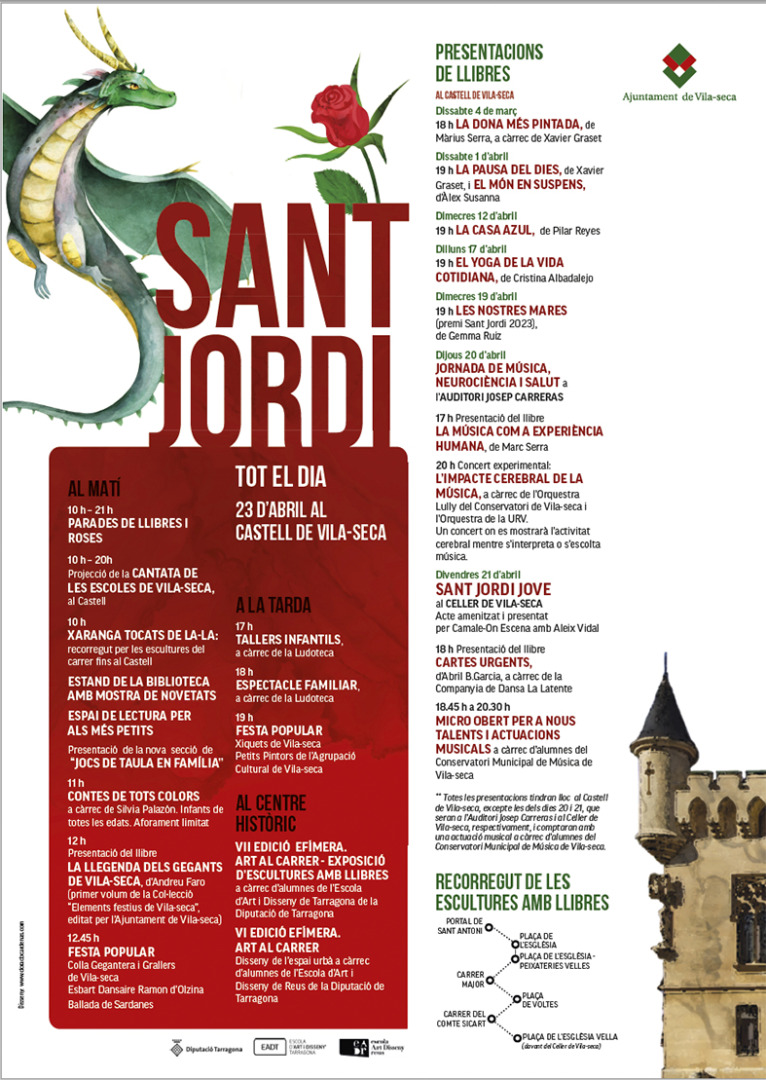 Cartell de Sant Jordi a Vila-seca. Foto: Cedida