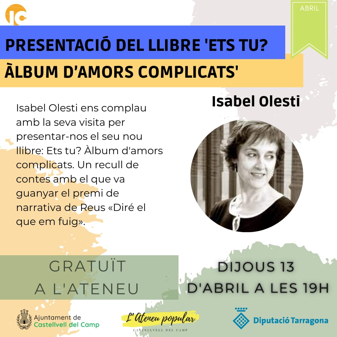 Cartell de la presentació del llibre d'Isabel Olesti. Foto: Cedida