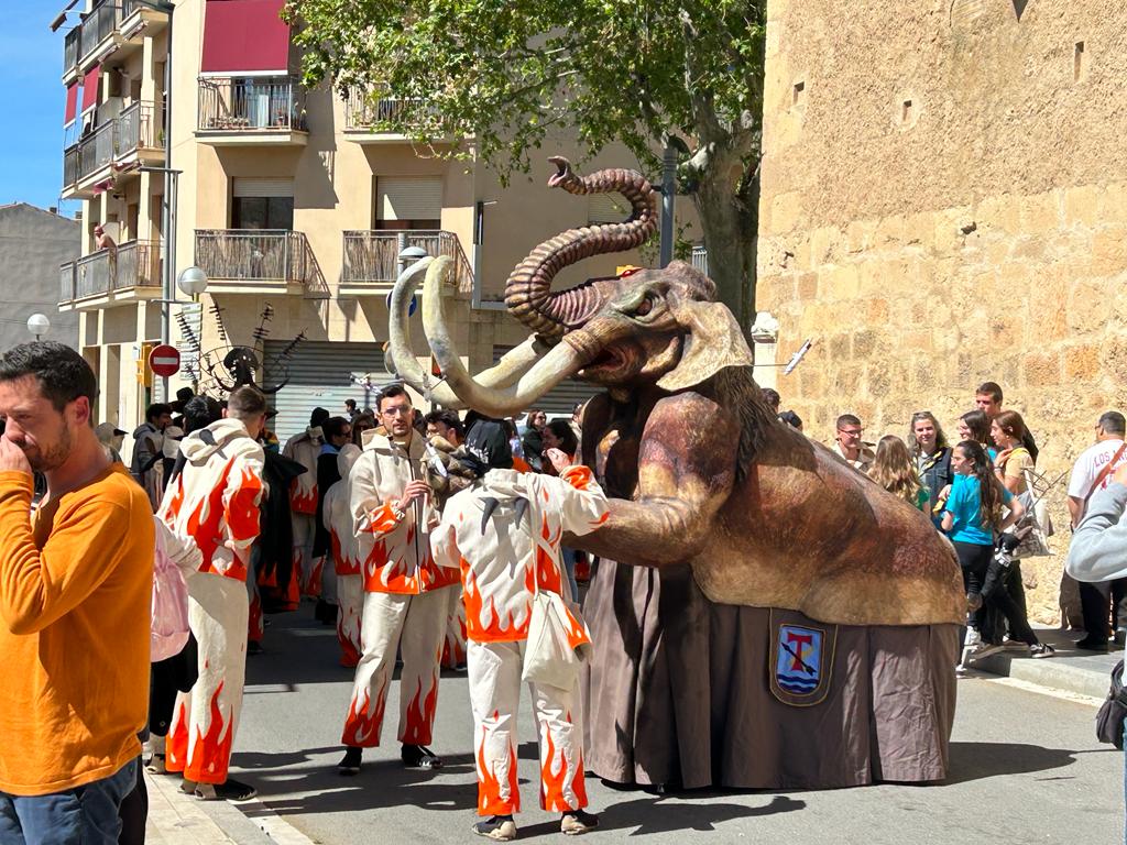 El Mamut de la Canonja minuts abans de ser encès. Foto: Tots21