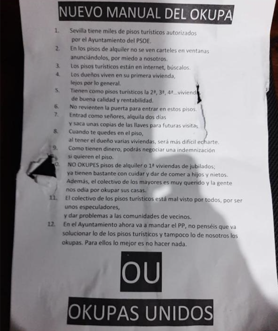 Aquest és el 'manual de l'okupa'.