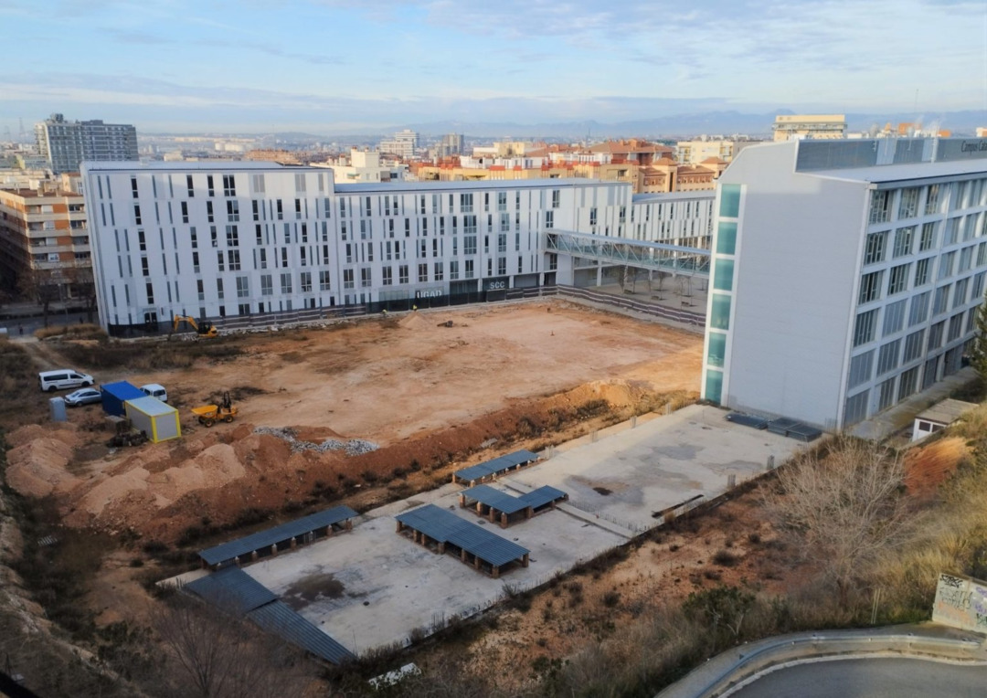 Zona d'obres al campus Catalunya de la URV. Foto: Cedida