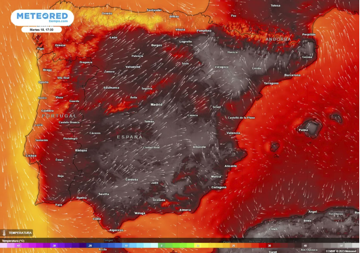 El pròxim dimarts les temperatures podrien superar els 40ºC a molts llocs d'Espanya. Foto: Cedida
