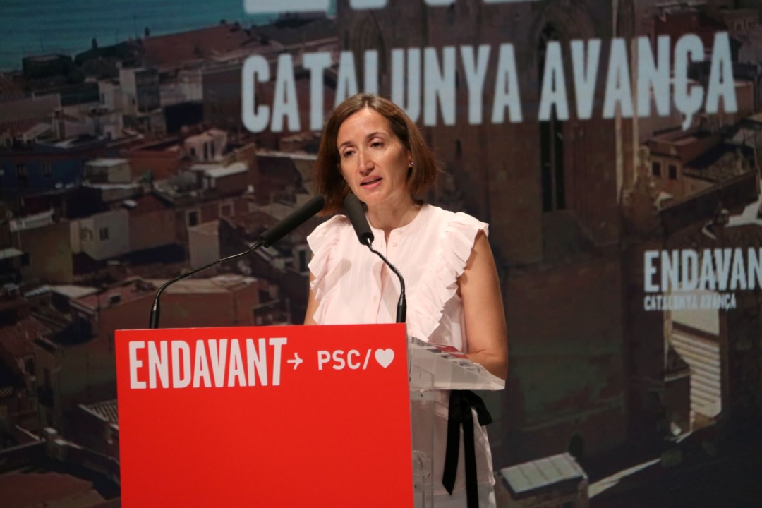 La cap de llista del PSC a Tarragona el 23-J, Valle Mellado, en un acte de campanya. Foto: Sílvia Jardí