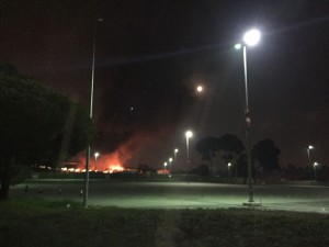 Imatge de l'incendi a Ferrari Land de Port Aventura. Foto: Tarragona21.cat