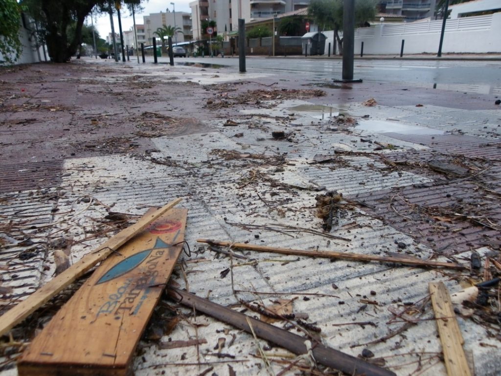 Restes vegetals i d'enruna en una vorera de Vilafortuny. Foto: Romà Rofes / Tarragona21.cat