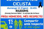 Ex ciclistes professionals com ‘Purito’ i Àngel Edo se sumen a la concentració en record de les víctimes de Riudoms