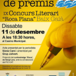 L’Ajuntament de Roda lliurarà el proper dissabte els premis del novè Concurs Literari ‘Roca Plana’ Baix Gaià